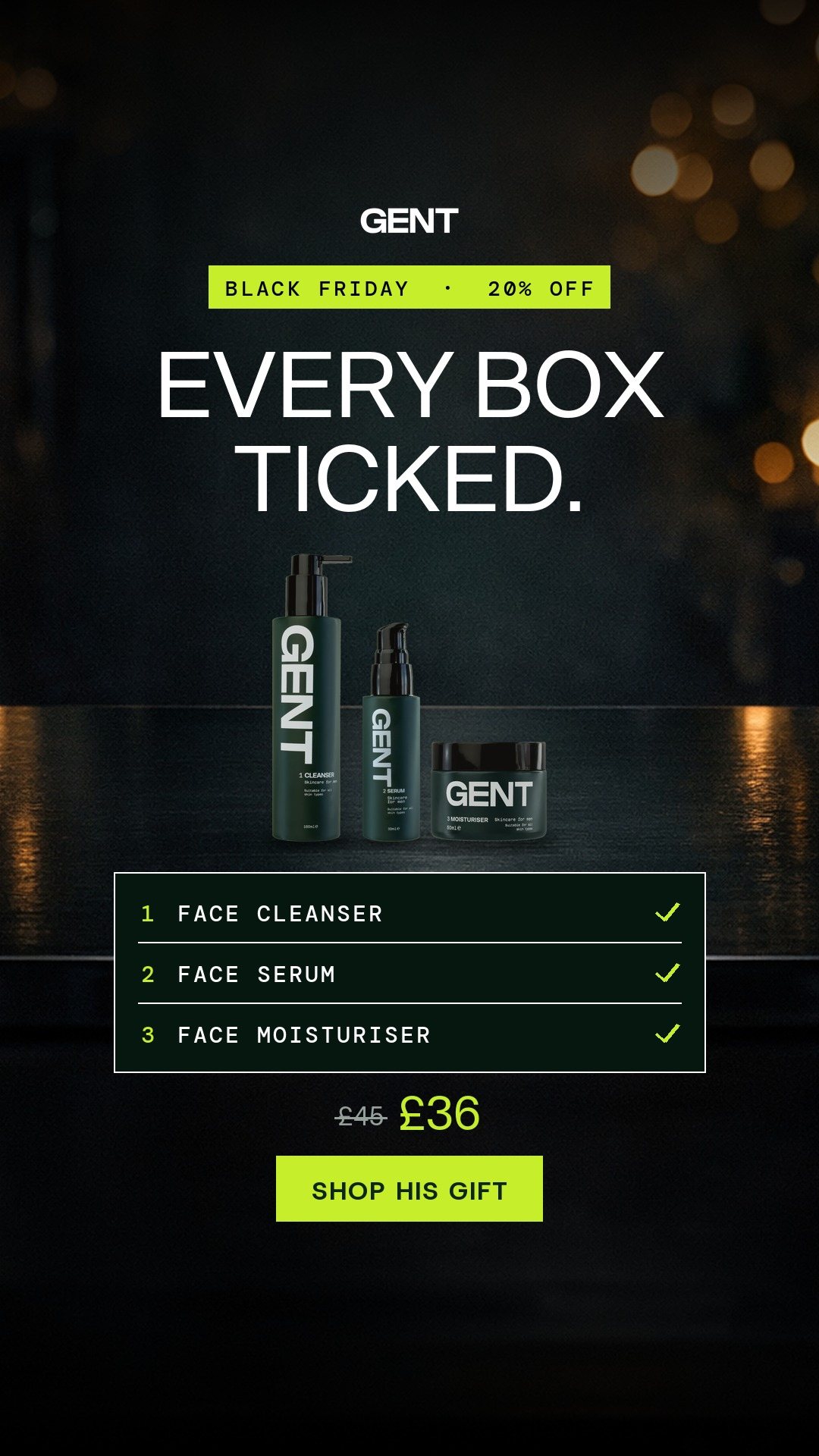 Story: Every box ticked, with a ticked list and £36 price